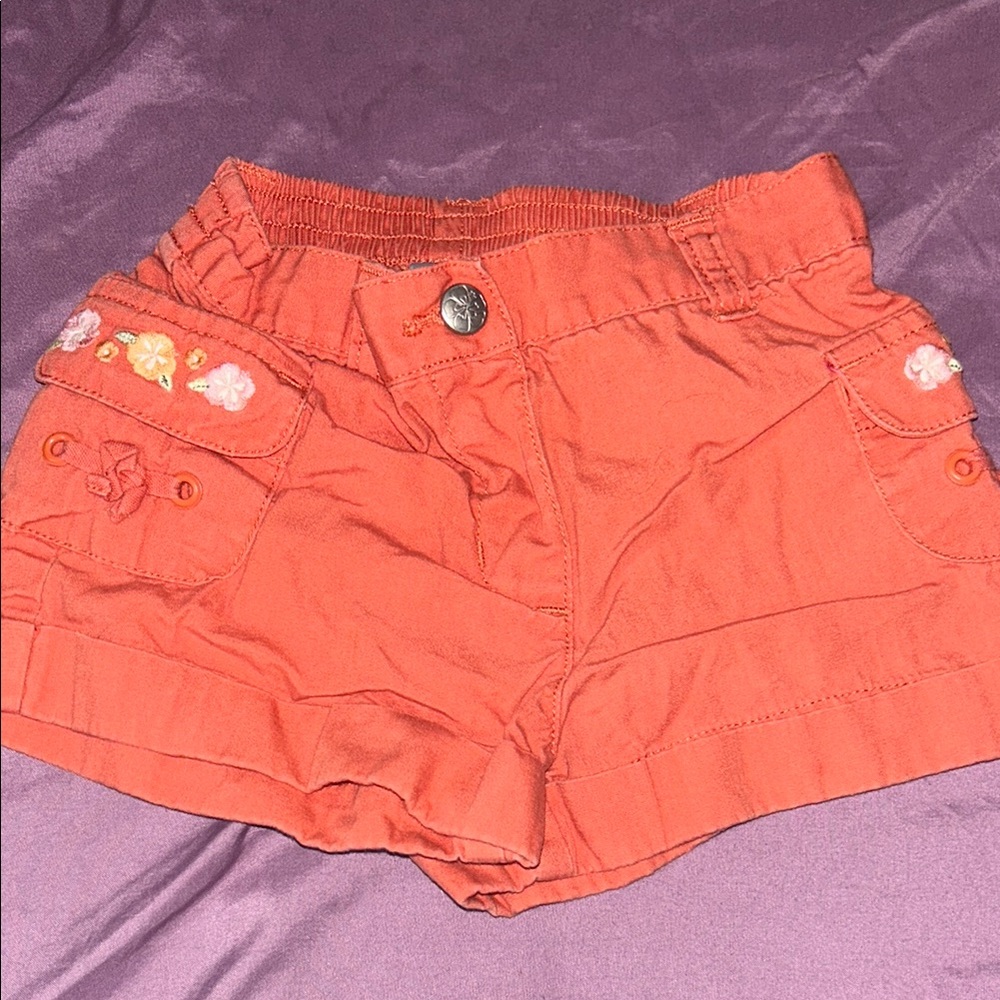 Cherokee Orange Cargo Shorts with Embroidered Details